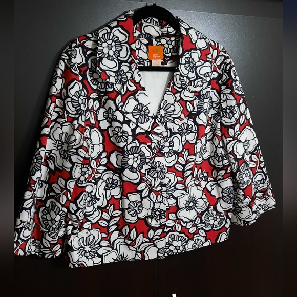 Hearts of Palm Cotton Floral Print Blazer Jacket - Picture 2 of 7